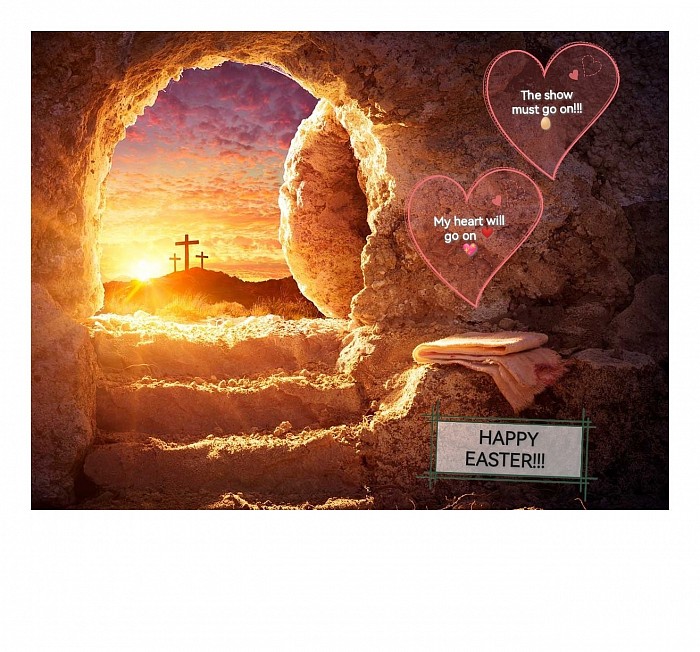 🐰 OSTERGRUß 2023 🐇 Bild aus dem Internet zu Christi Auferstehung, mit eigener Bearbeitung ✝️
